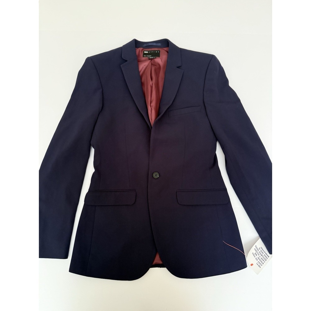 ASOS Men's Blazer Jacket 36R Navy Blue Maroon Lining NWT